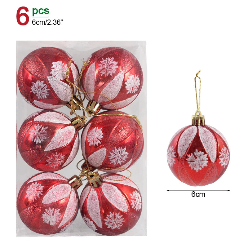 Clear Snow Christmas Ball Ornaments - 6 Pack, 6 cm