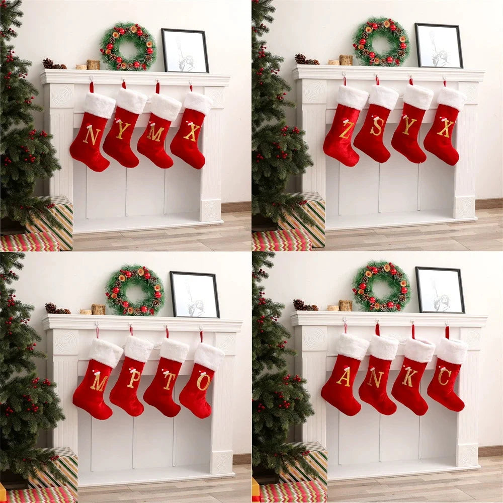 Alphabet Christmas Stocking Gift Bag - Red