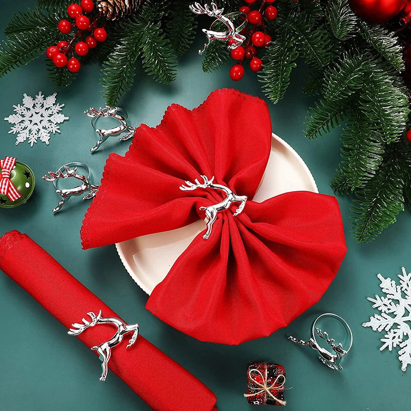Elk Napkin Rings in Gold or Silver - Set of 6