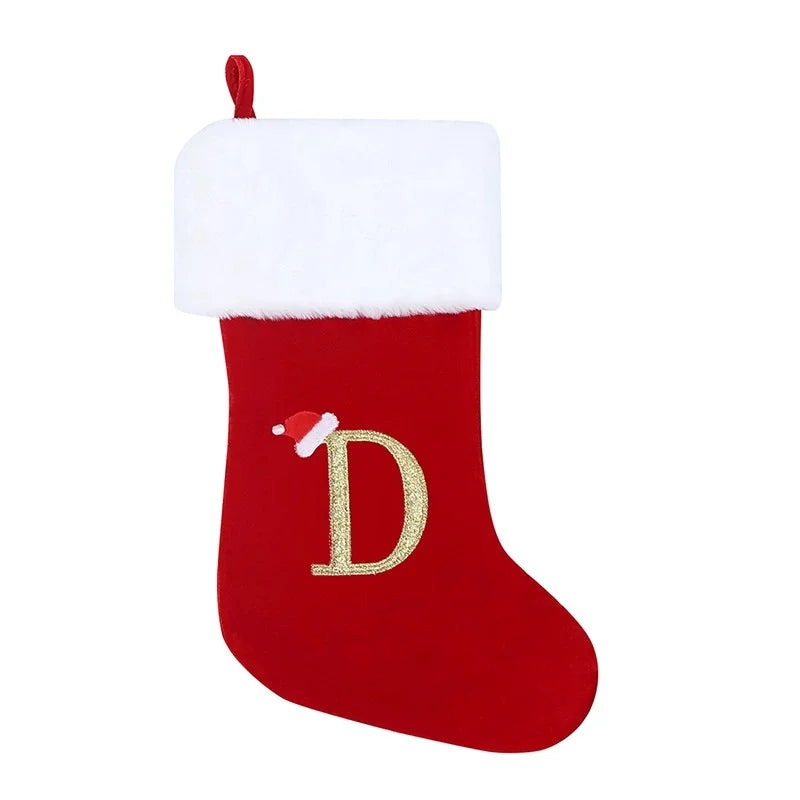 Alphabet Christmas Stocking Gift Bag - Red