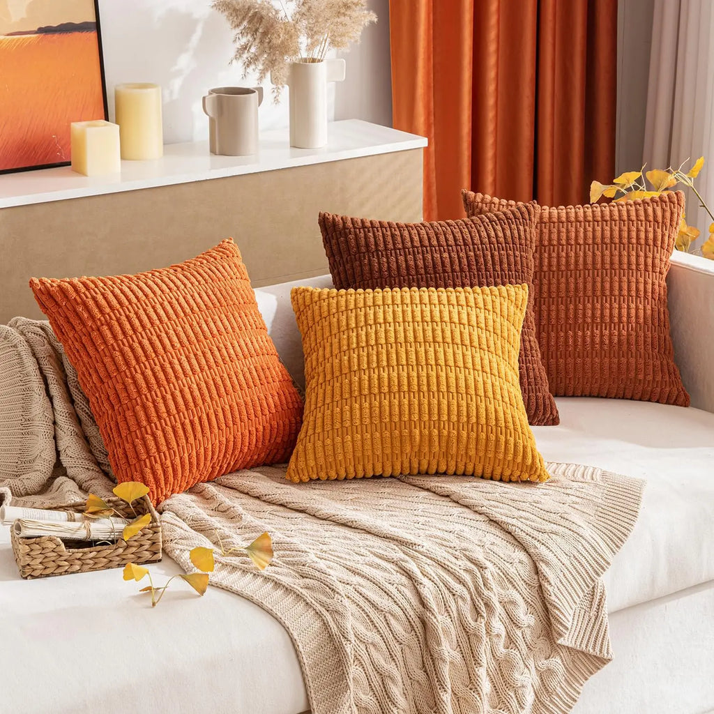 Corduroy Decorative Throw Pillow Covers 18x18 Inch