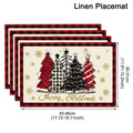 Linen Christmas Tree Placemats - Set of 4
