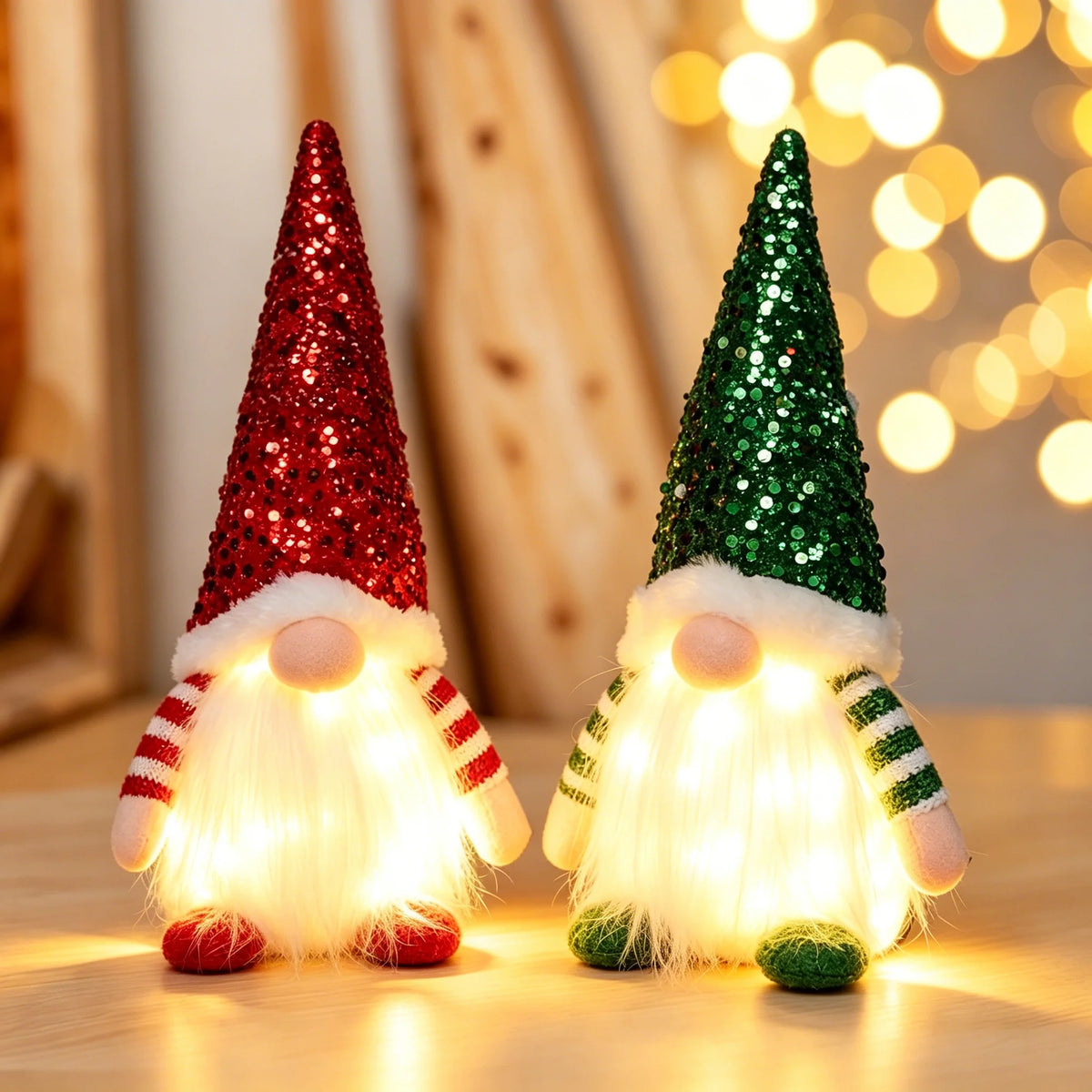 Glowing Knitted Gnome Doll with LED Night Light