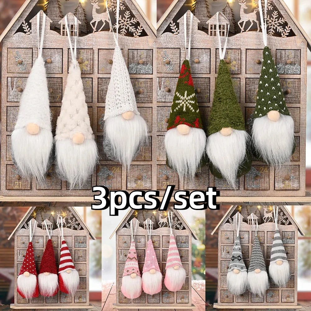 3pcs Christmas Gnomes Plush Santa Doll Ornaments