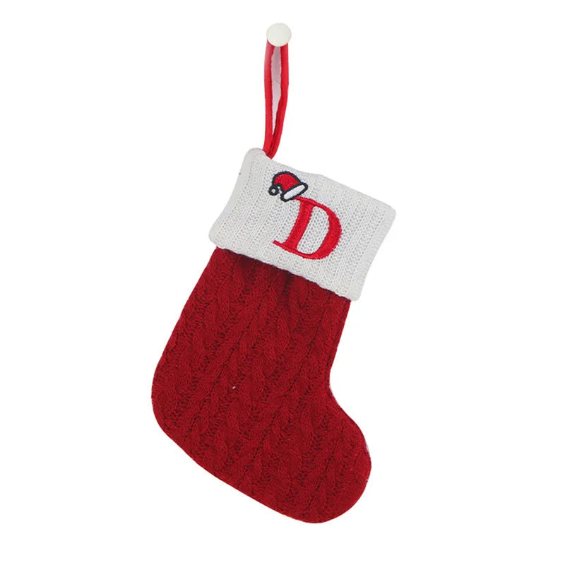 Christmas Socks Knitting Snowflake Letter Stocking