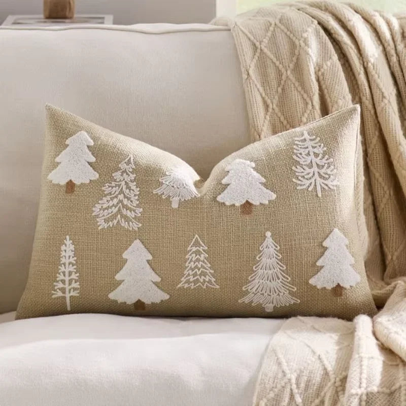 Embroidered Merry Christmas Throw Pillow Case Cover