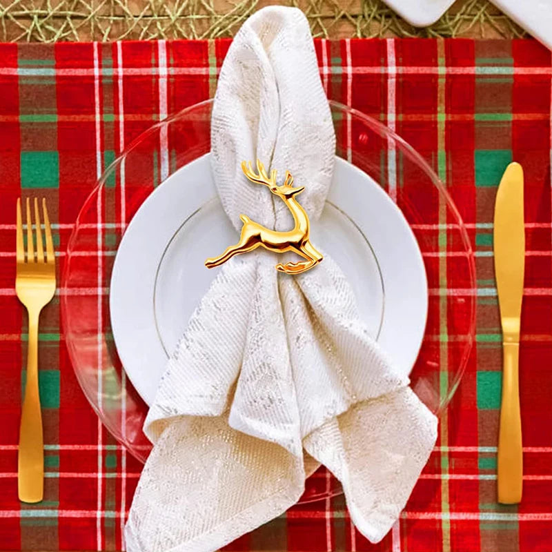 Elk Napkin Rings in Gold or Silver - Set of 6