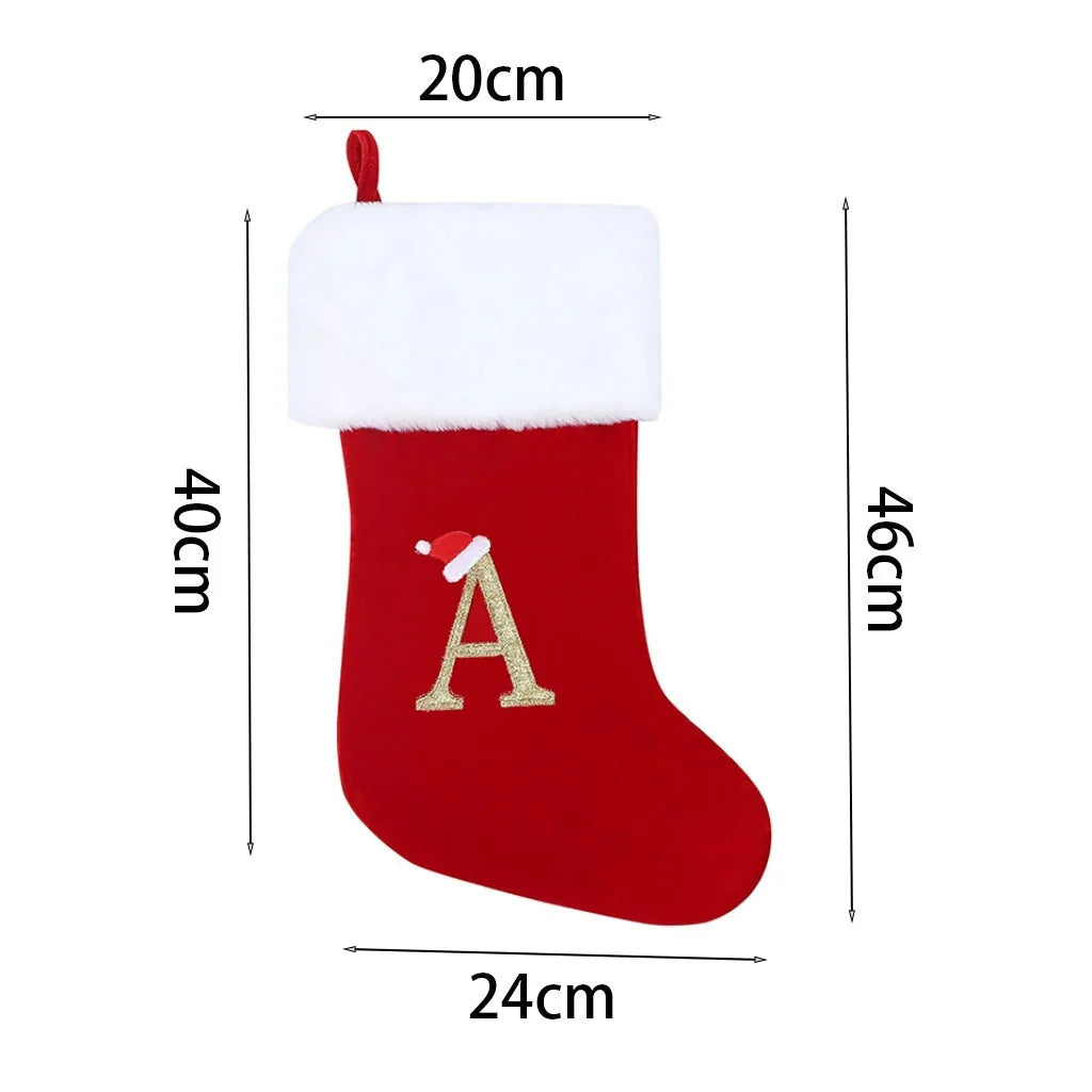 Alphabet Christmas Stocking Gift Bag - Red