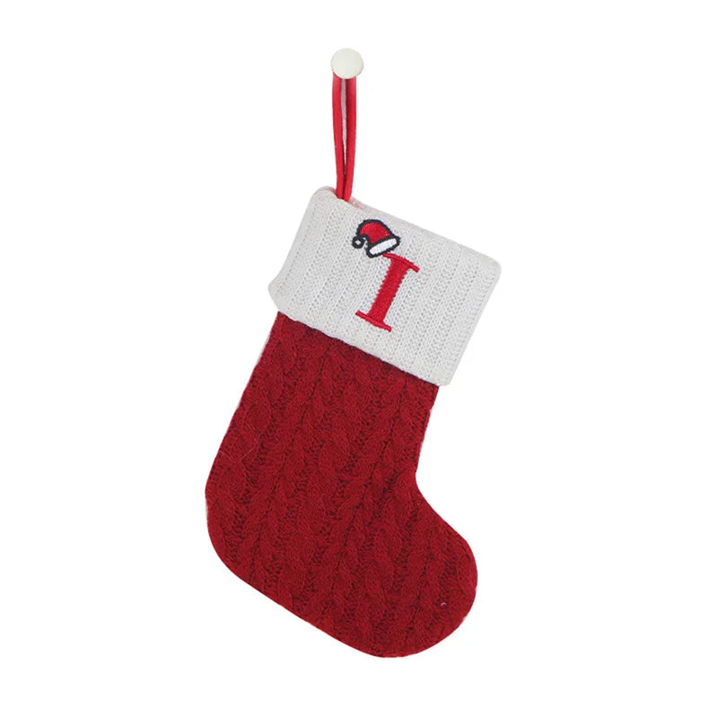 Christmas Socks Knitting Snowflake Letter Stocking