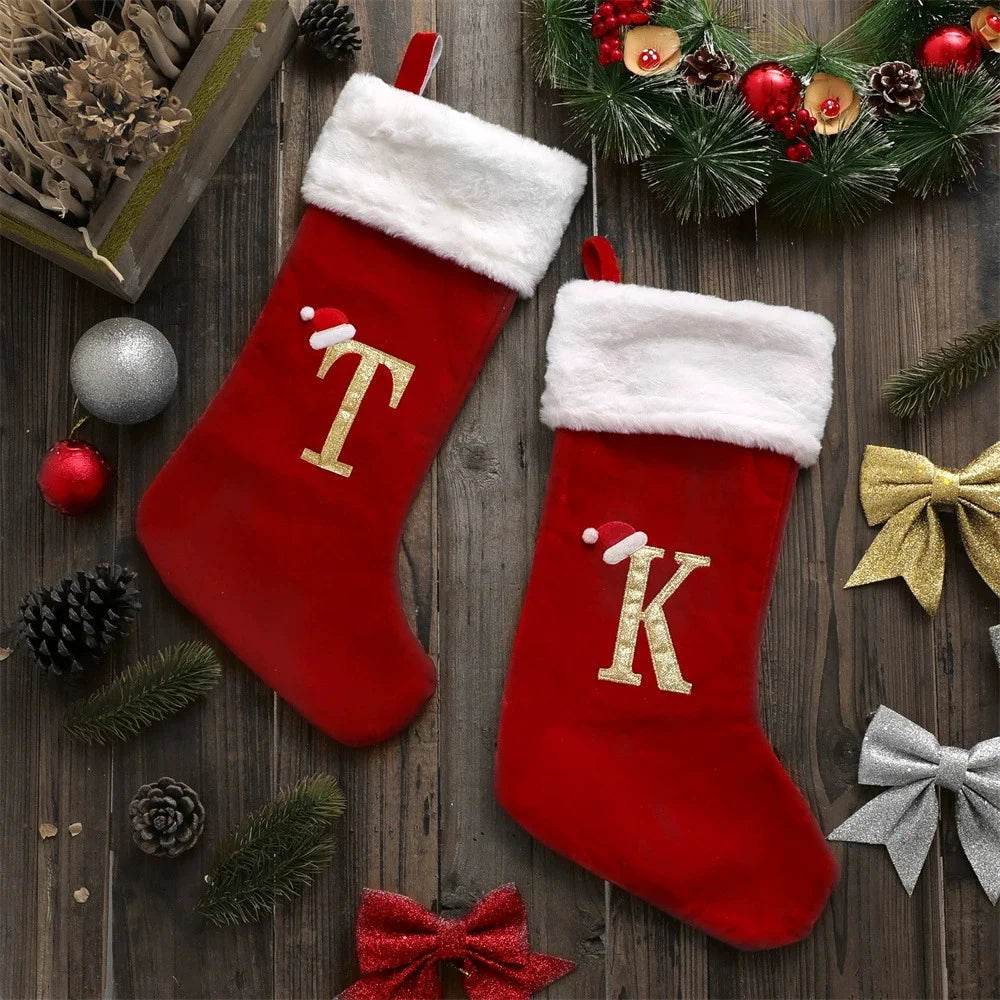 Alphabet Christmas Stocking Gift Bag - Red