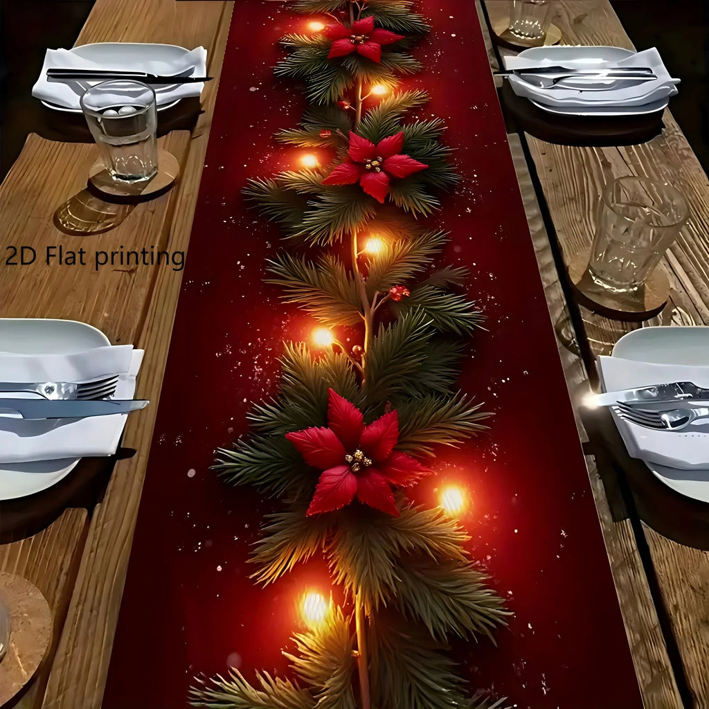 Christmas Floral Pine Branch Table Runner - Multiple Sizes