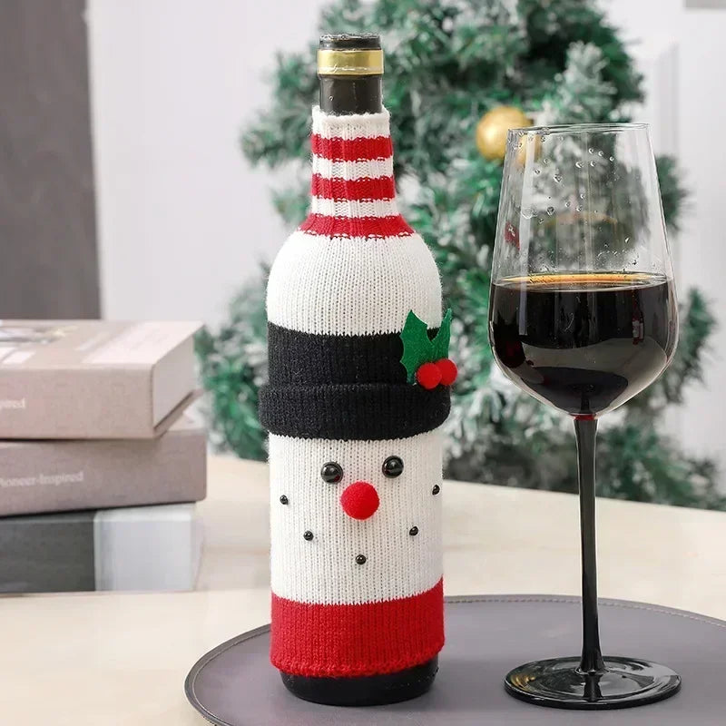 Christmas Wine Bottle Cover Set - Woven Bags