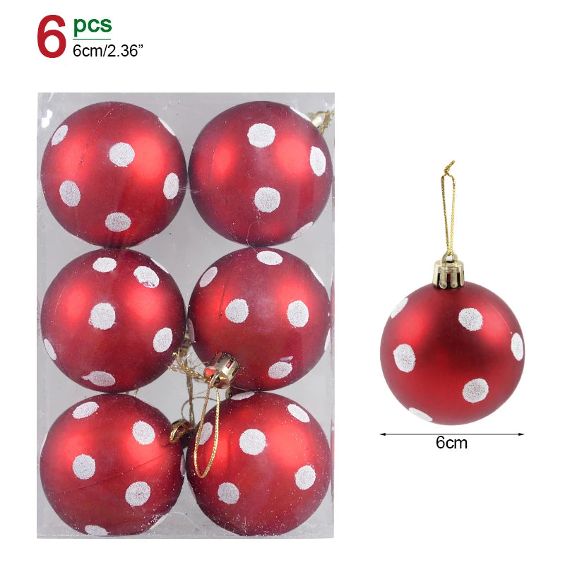 Clear Snow Christmas Ball Ornaments - 6 Pack, 6 cm