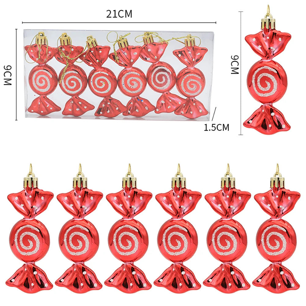 Candy Cane & Pine Cone Christmas Tree Ornaments - Red and Gold