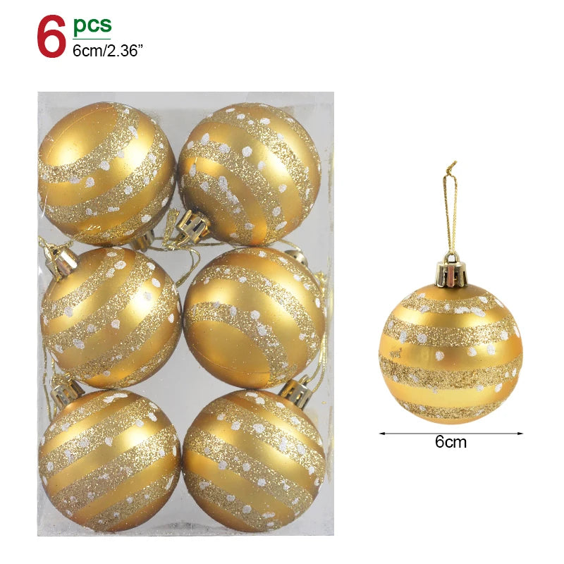 Clear Snow Christmas Ball Ornaments - 6 Pack, 6 cm