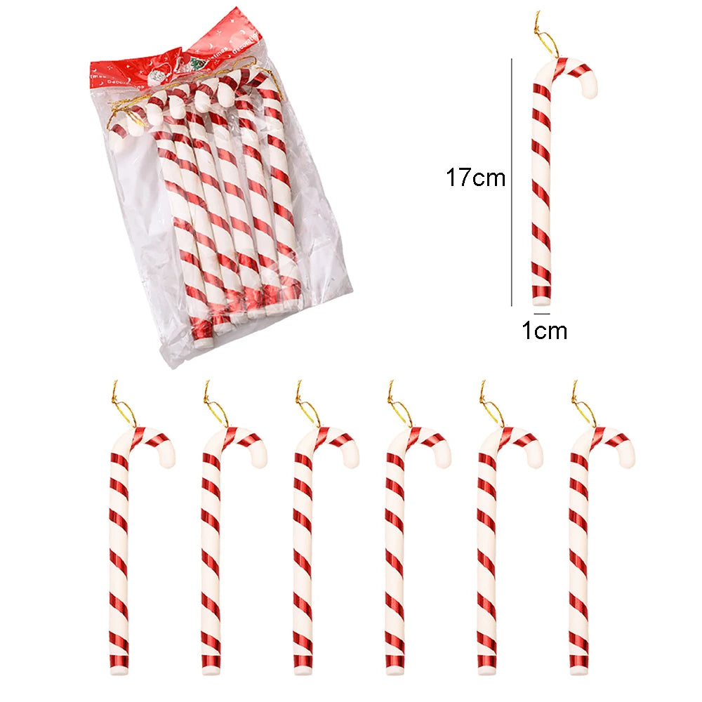 Candy Cane & Pine Cone Christmas Tree Ornaments - Red and Gold