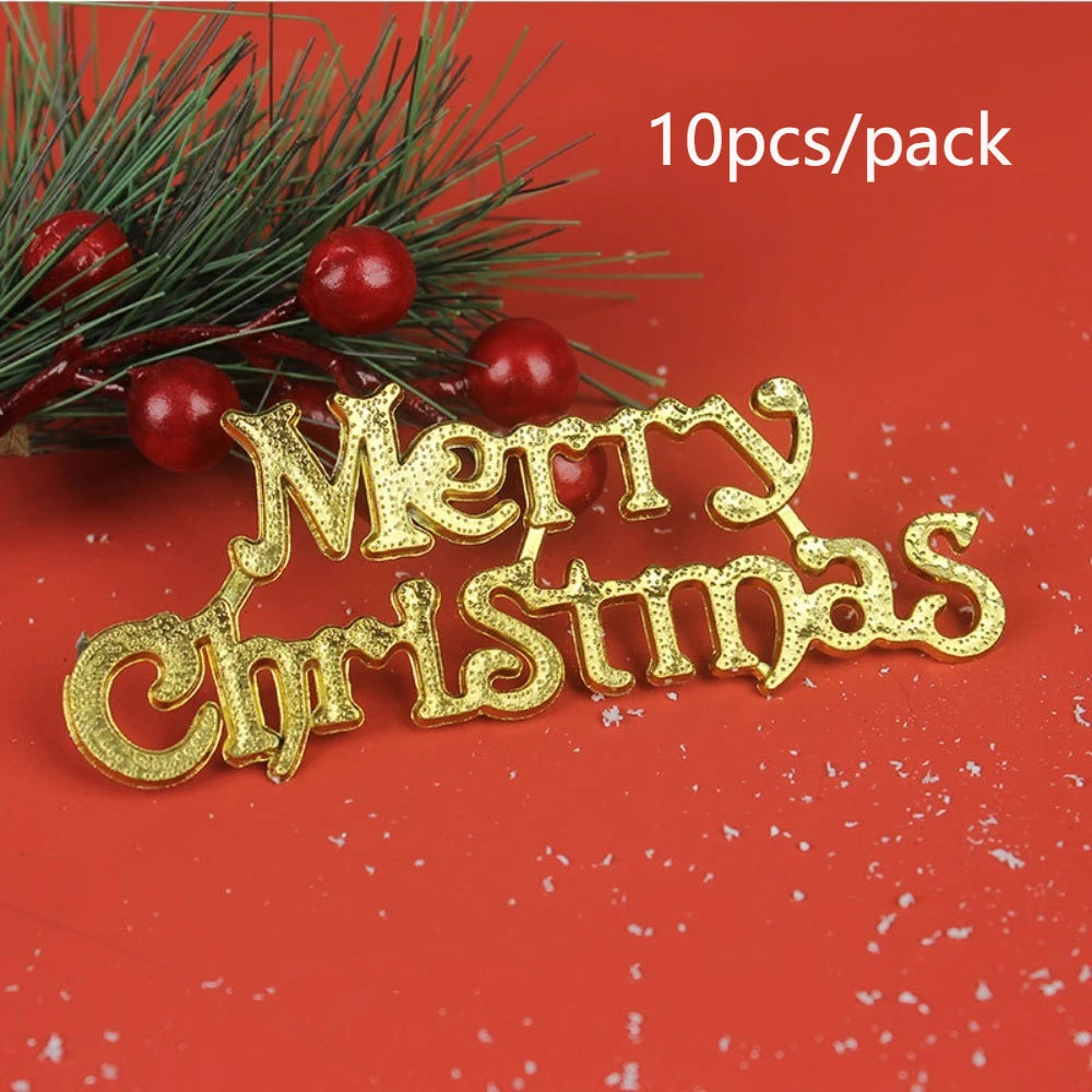 10pcs Plastic Merry Christmas Pendant Signs