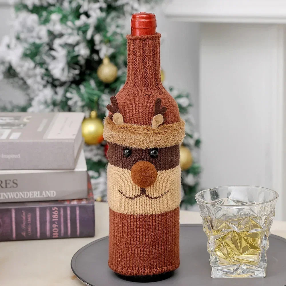 Christmas Wine Bottle Cover Set - Woven Bags