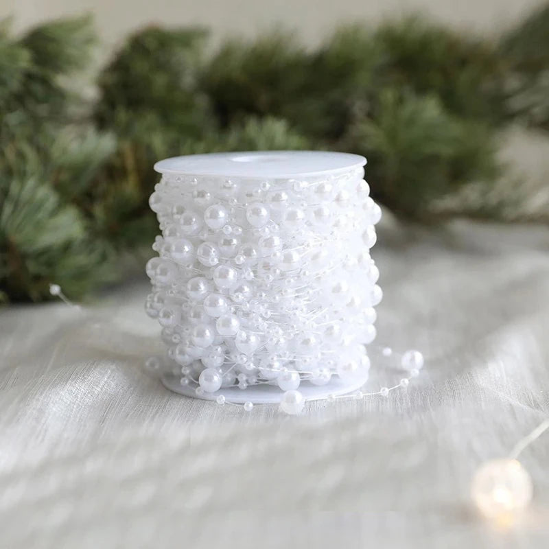 Pearl Bead Chain Garland for Christmas Tree - 10 m Roll