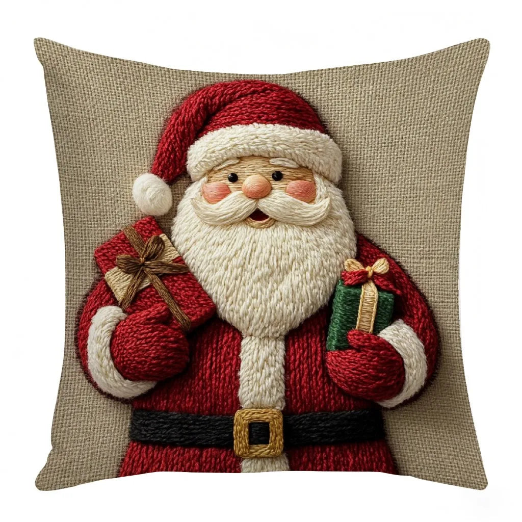 Christmas Pillowcase - 45cm Grey Red Design