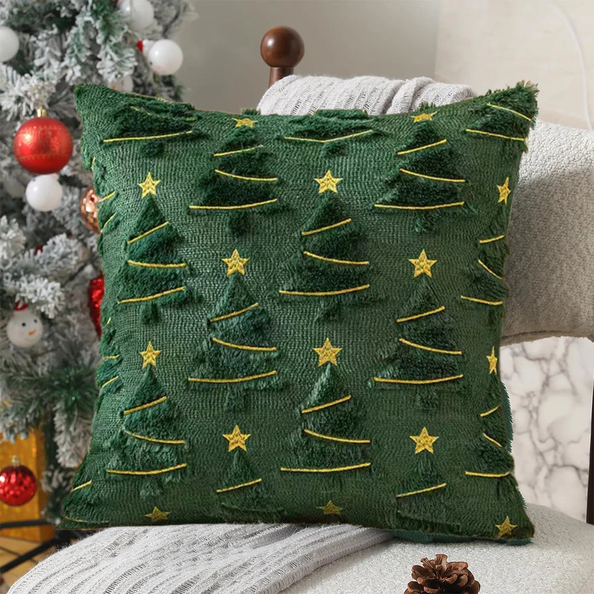 Plush Christmas Tree Pillow Cover - 18in