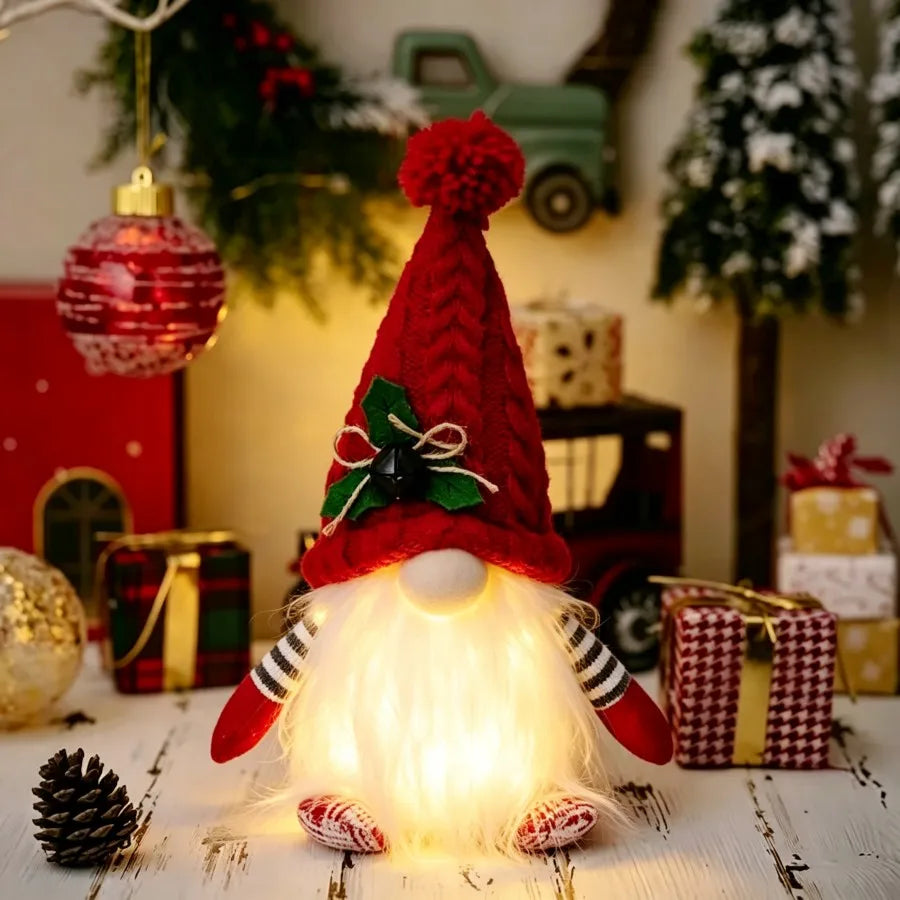 Glowing Knitted Gnome Doll with LED Night Light