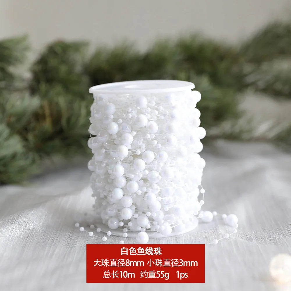 Pearl Bead Chain Garland for Christmas Tree - 10 m Roll