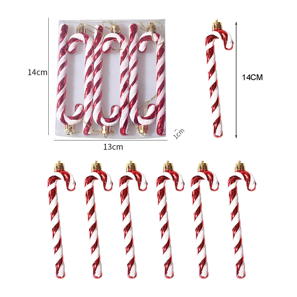Candy Cane & Pine Cone Christmas Tree Ornaments - Red and Gold