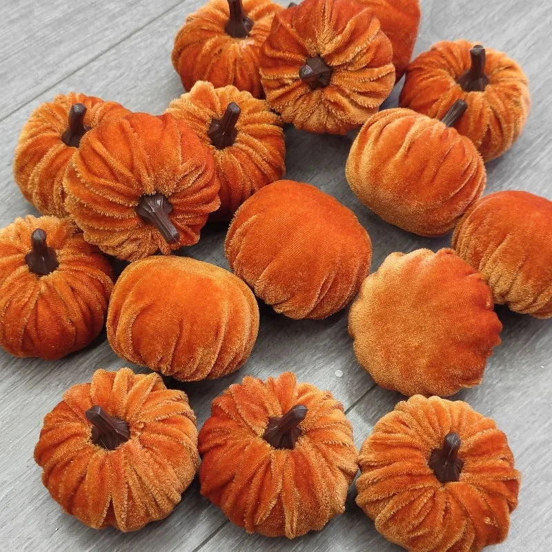 10pcs Velvet Artificial Pumpkin Decoration