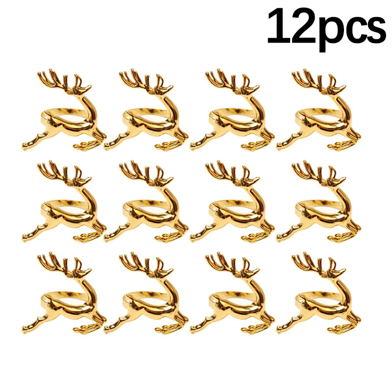 Elk Napkin Rings in Gold or Silver - Set of 6