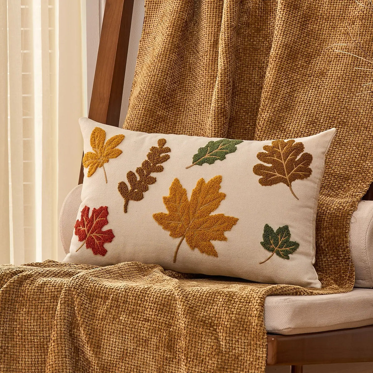 Pumpkin Tufted Velvet Throw Pillow Cover - Autumn Design