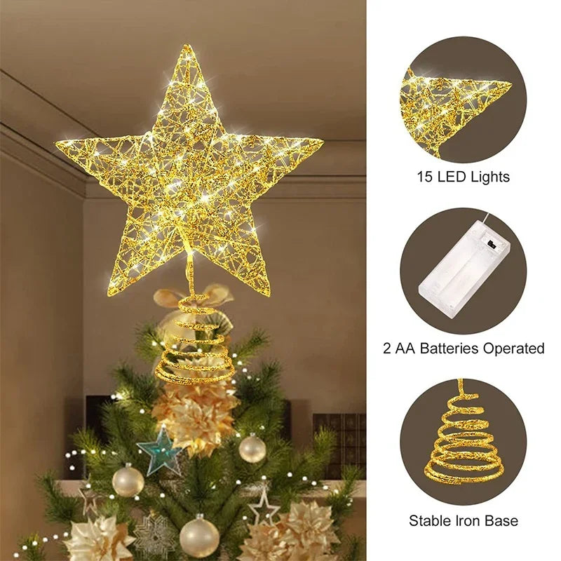 LED Christmas Tree Topper Star with 20 Warm White Lights