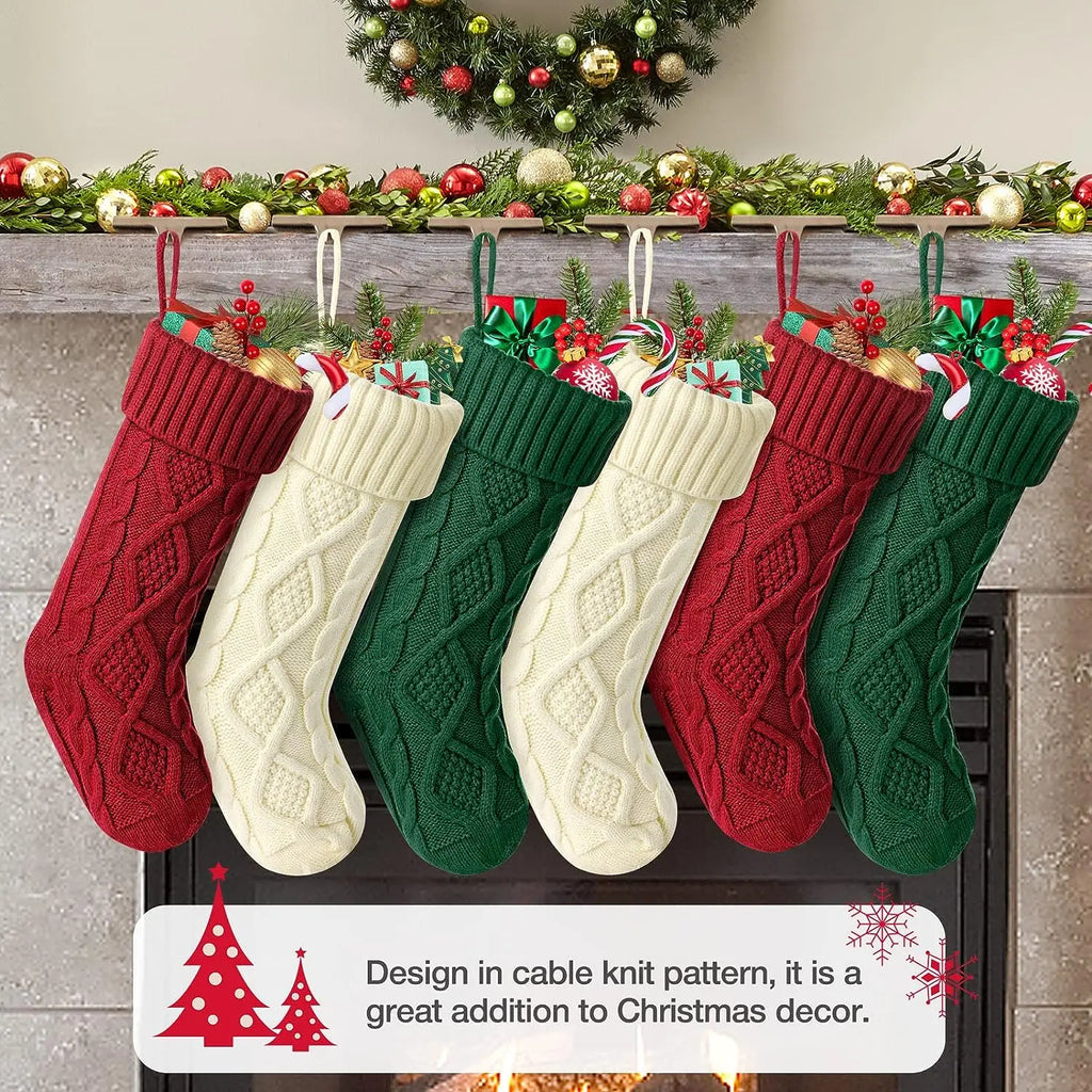 Large Cable Knit Christmas Stocking for Kids