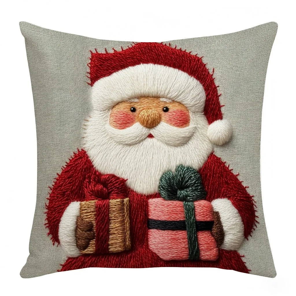 Christmas Pillowcase - 45cm Grey Red Design