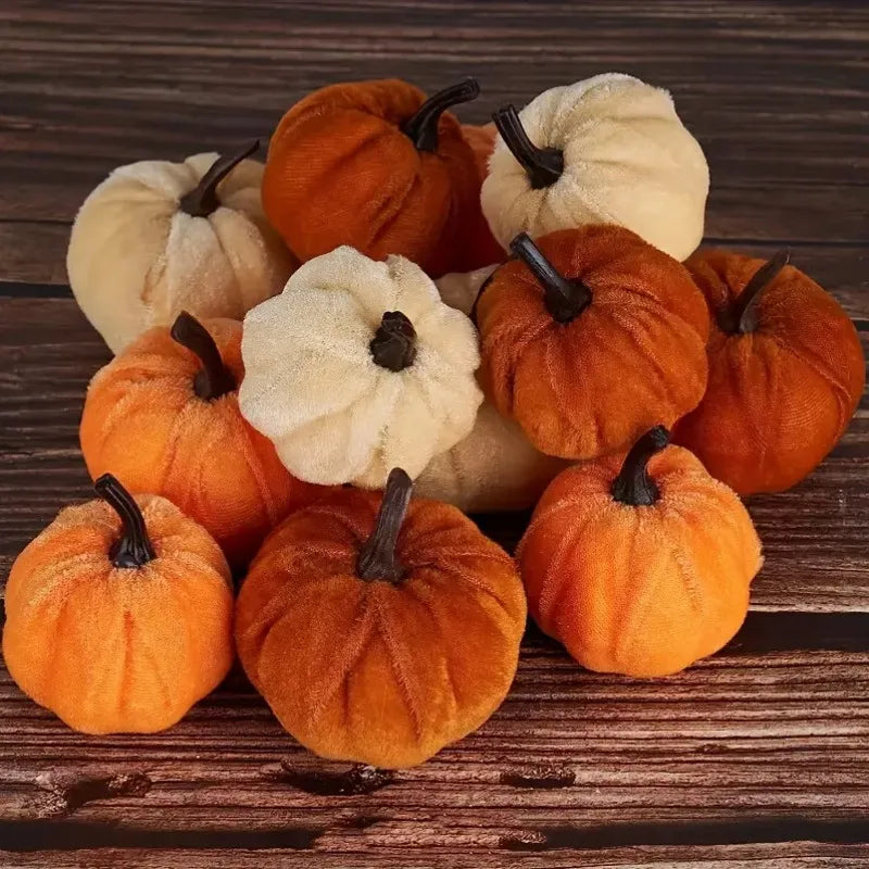 10pcs Velvet Artificial Pumpkin Decoration