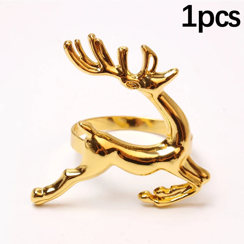 Elk Napkin Rings in Gold or Silver - Set of 6