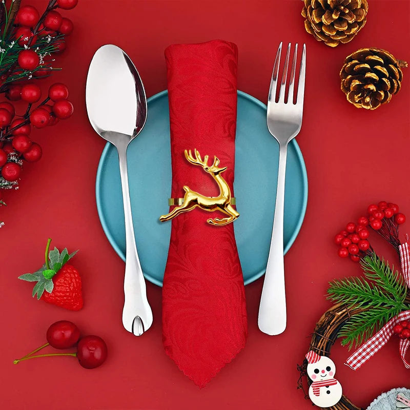 Elk Napkin Rings in Gold or Silver - Set of 6