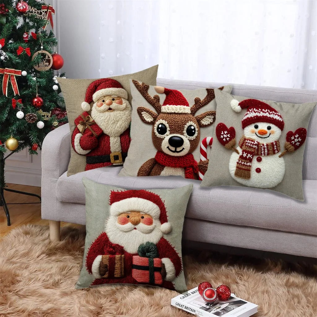 Christmas Pillowcase - 45cm Grey Red Design
