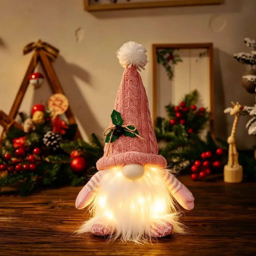 Glowing Knitted Gnome Doll with LED Night Light