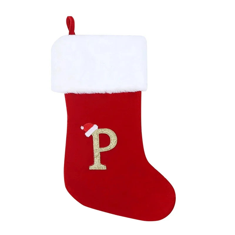 Alphabet Christmas Stocking Gift Bag - Red