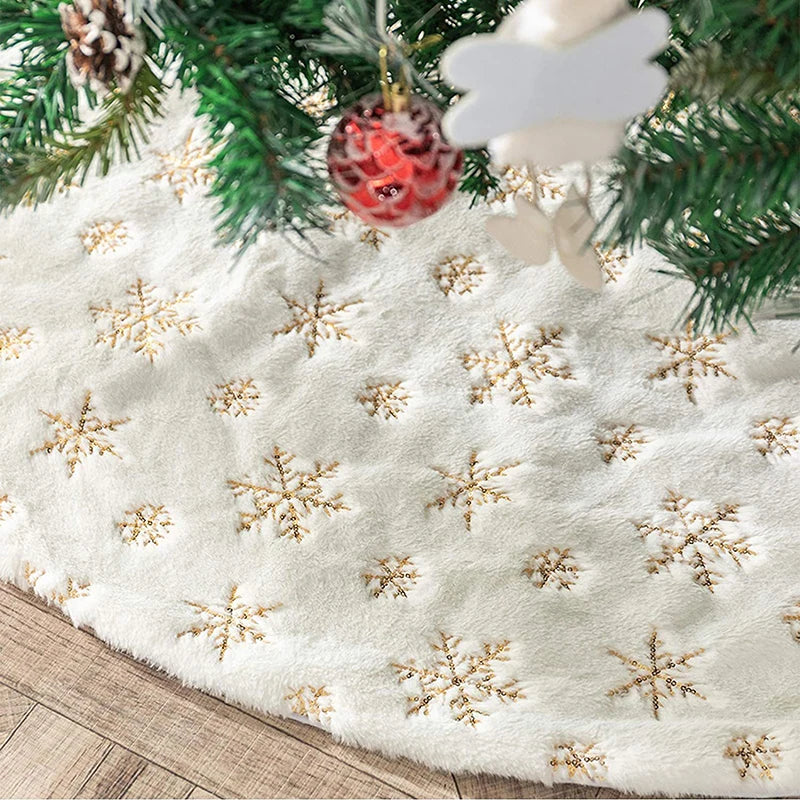 White Christmas Tree Skirt Plush Faux Fur