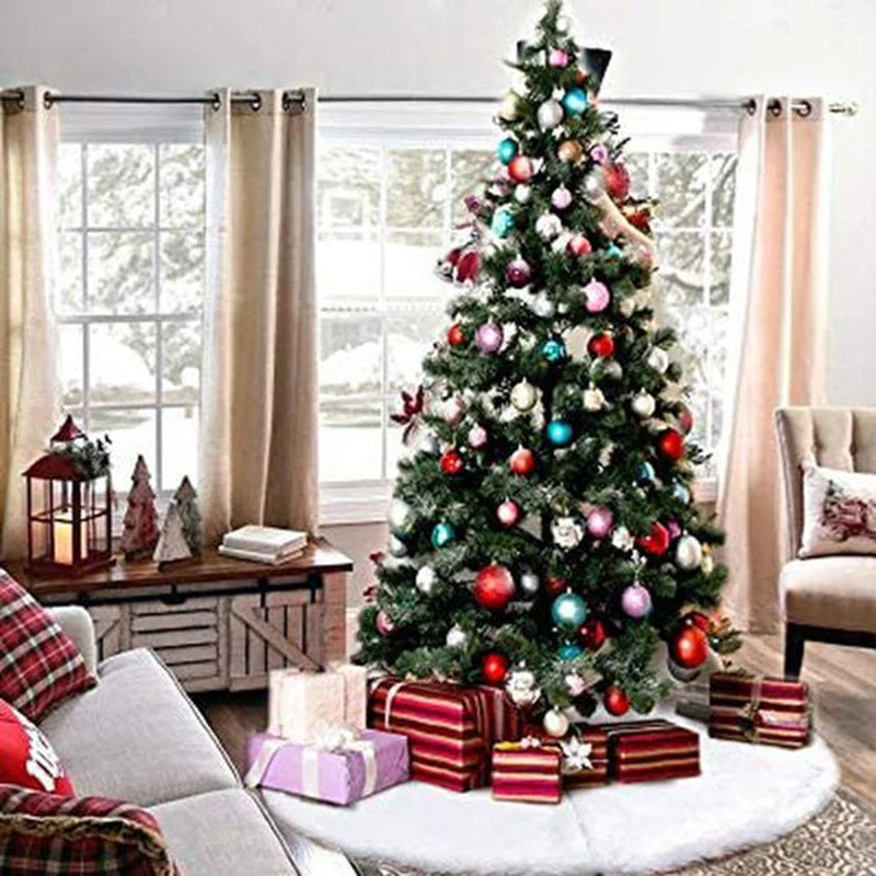 White Christmas Tree Skirt Plush Faux Fur