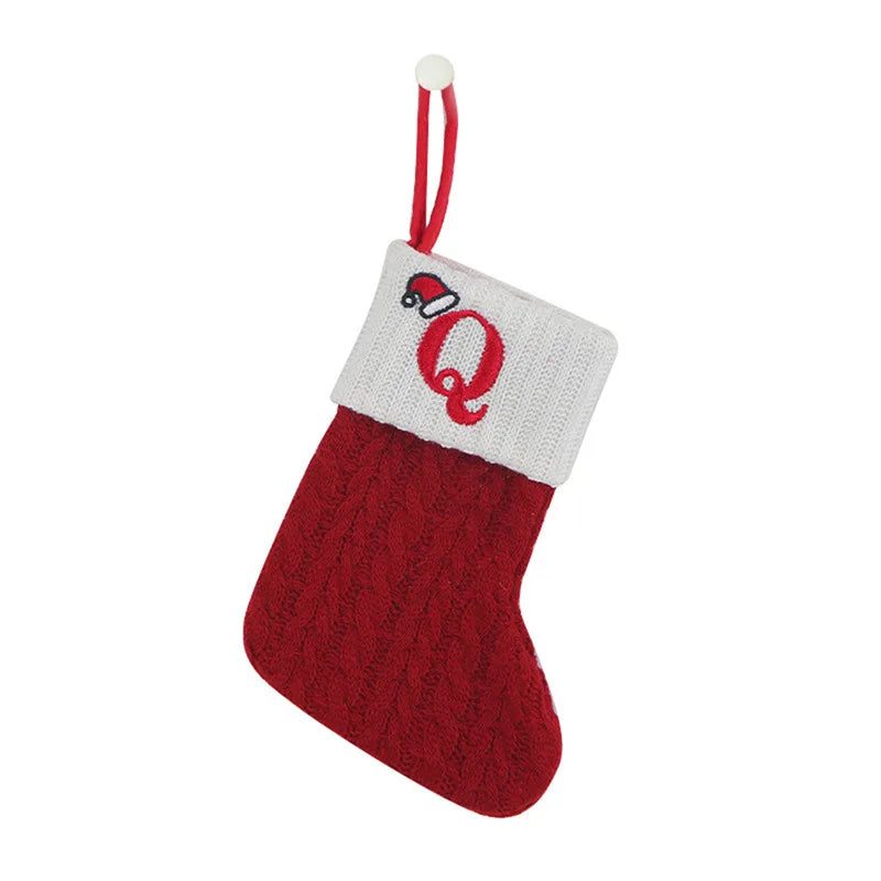 Christmas Socks Knitting Snowflake Letter Stocking