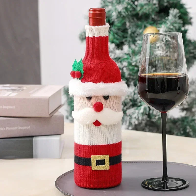 Christmas Wine Bottle Cover Set - Woven Bags
