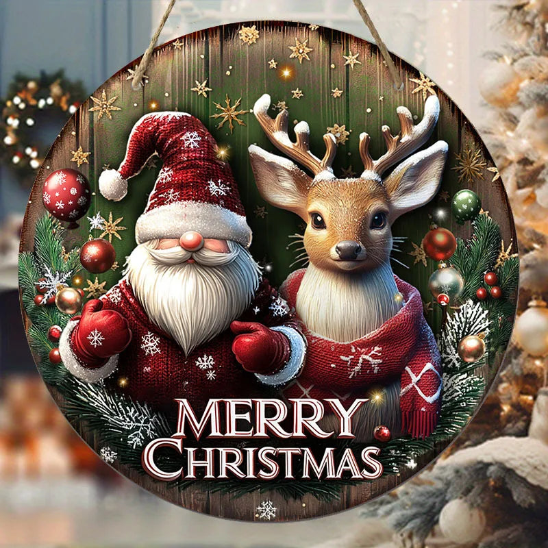 Wooden Christmas Wreath Sign for Home