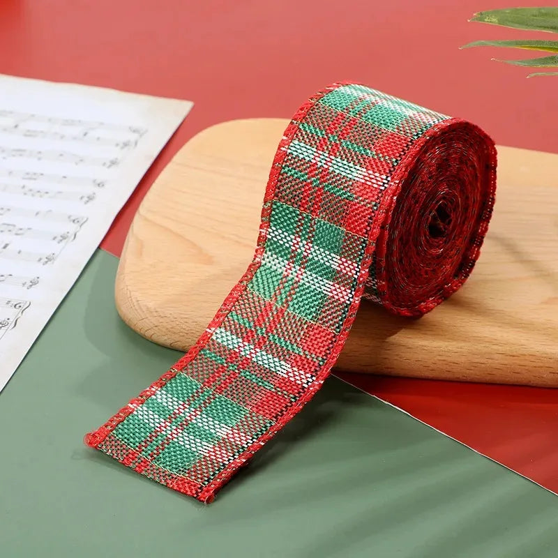 Plaid Wired Ribbon - 6 m Roll, 6 Colorways