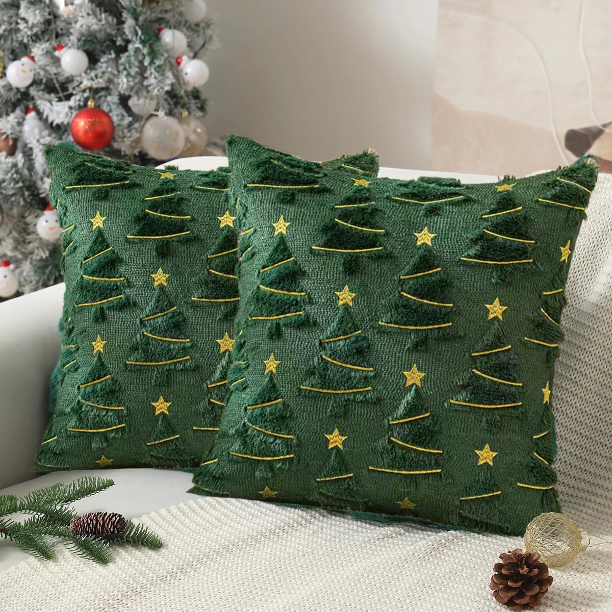Plush Christmas Tree Pillow Cover - 18in