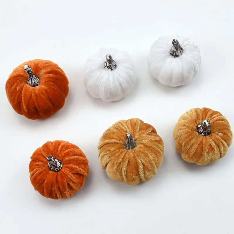 10pcs Velvet Artificial Pumpkin Decoration