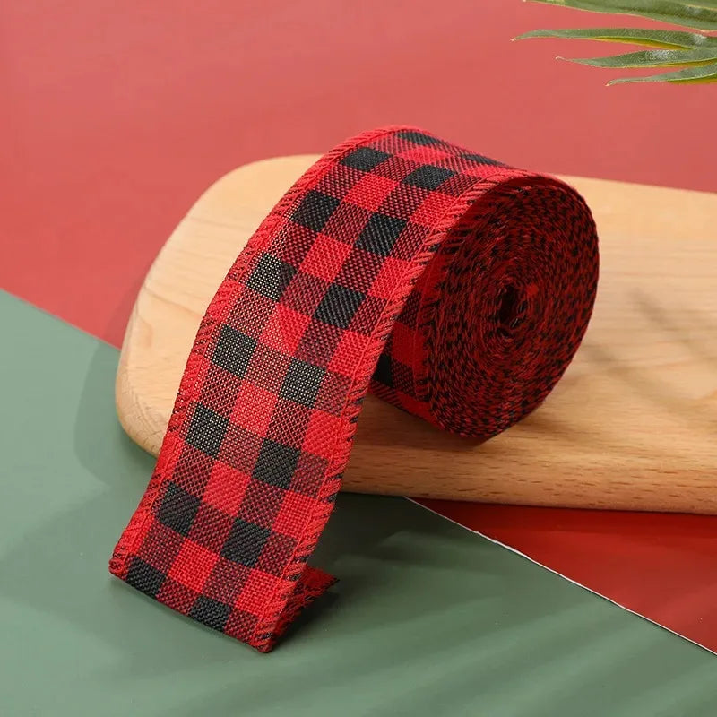 Plaid Wired Ribbon - 6 m Roll, 6 Colorways
