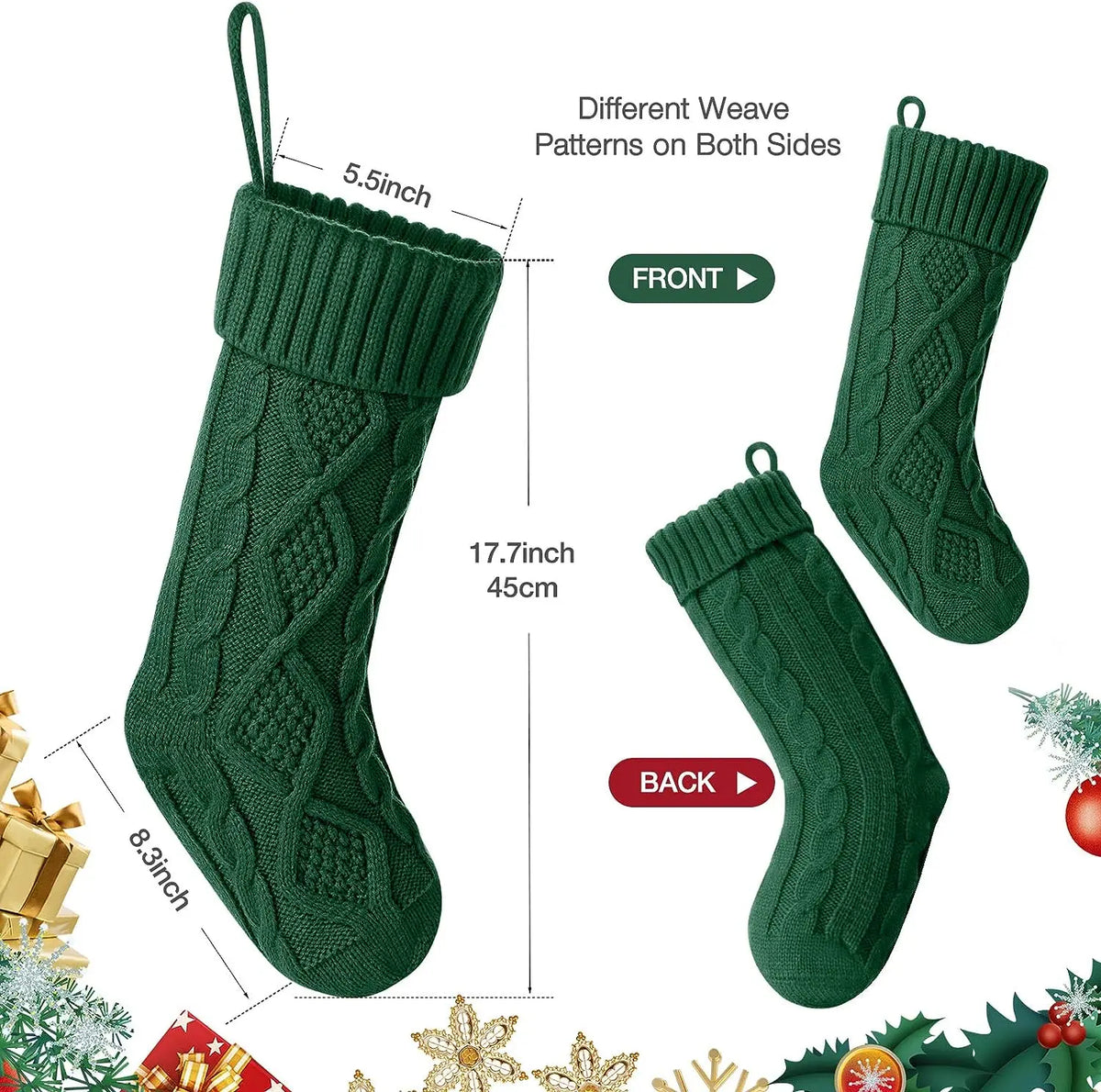 Large Cable Knit Christmas Stocking for Kids